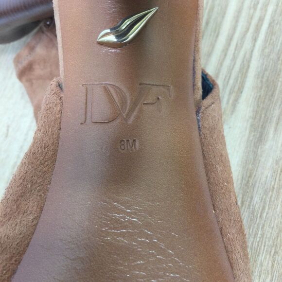 Diane von Furstenberg Womens Suede Open Toe Dress Bootie Brown Size US 8M - Picture 9 of 12